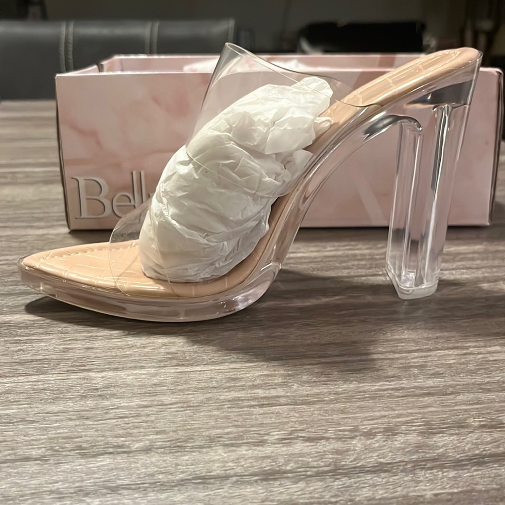 Used Clear open toe heels